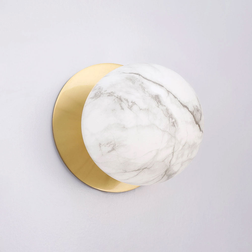 Odessa Marble Opal Glass LED Wall Light With Brass Base Large / Warm White - LM002WL034
