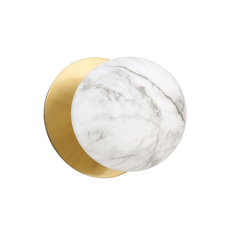 Odessa Marble Opal Glass LED Wall Light With Brass Base Large / Warm White - LM002WL034