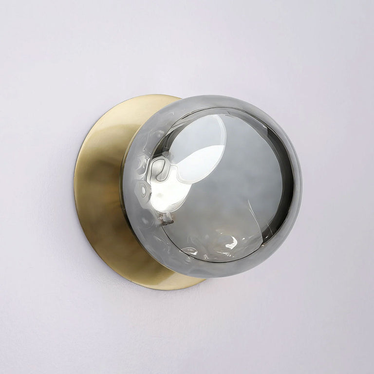 Odessa Molten Ripple Glass LED Wall Light With Brass Base Large / Cool White - LM002WL075