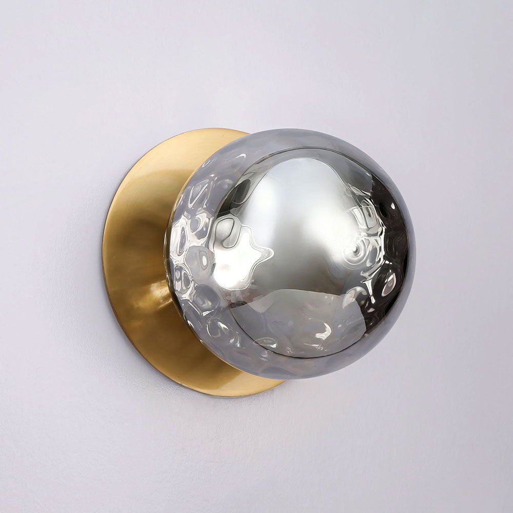 Odessa Molten Ripple Glass LED Wall Light With Brass Base Large / Cool White - LM002WL075
