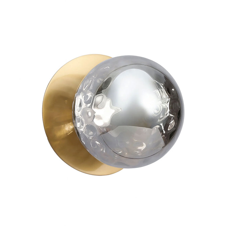 Odessa Molten Ripple Glass LED Wall Light With Brass Base Large / Cool White - LM002WL075