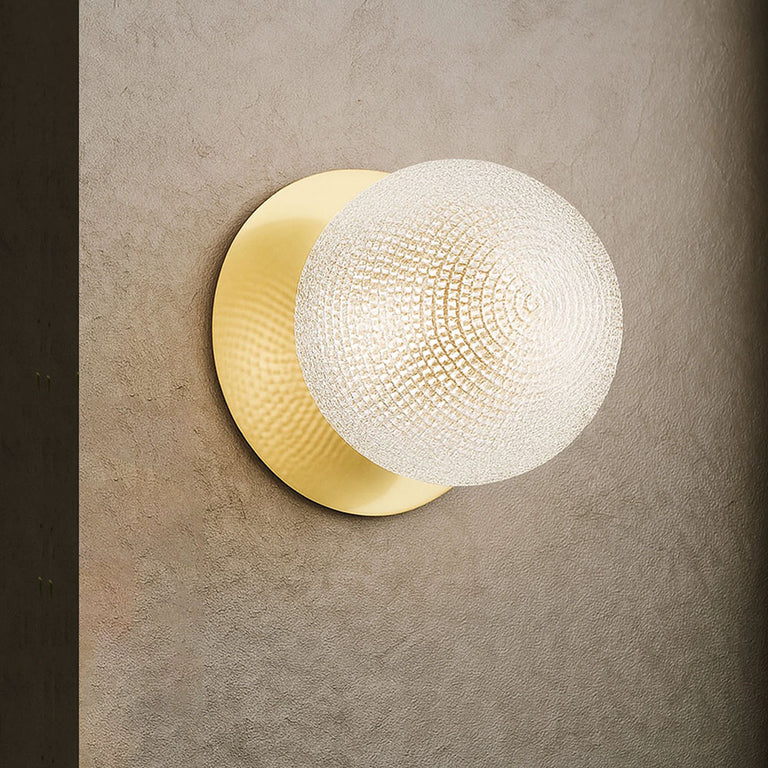 Odessa Diamond Cut Glass LED Wall Light With Brass Base Large / Cool White - LM002WL076