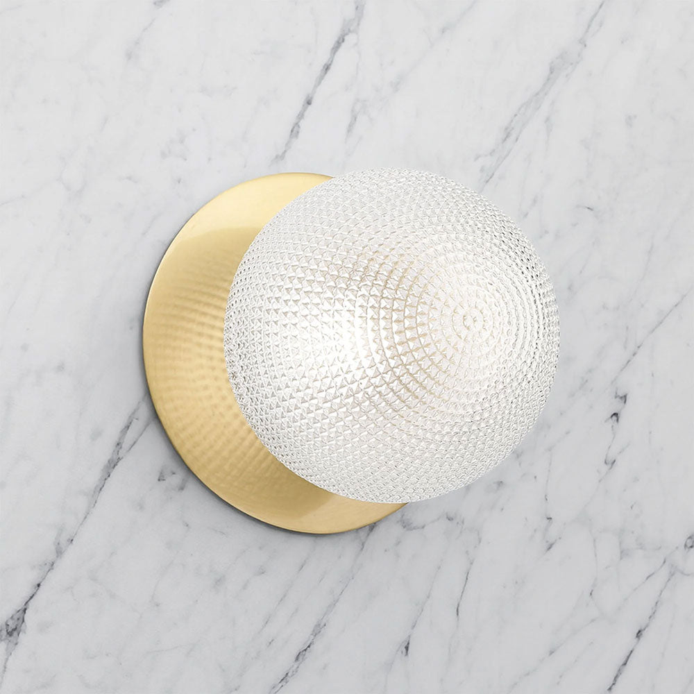 Odessa Diamond Cut Glass LED Wall Light With Brass Base Large / Cool White - LM002WL076