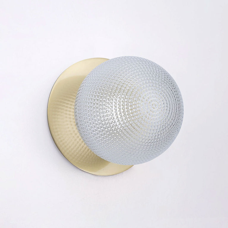 Odessa Diamond Cut Glass LED Wall Light With Brass Base Large / Cool White - LM002WL076