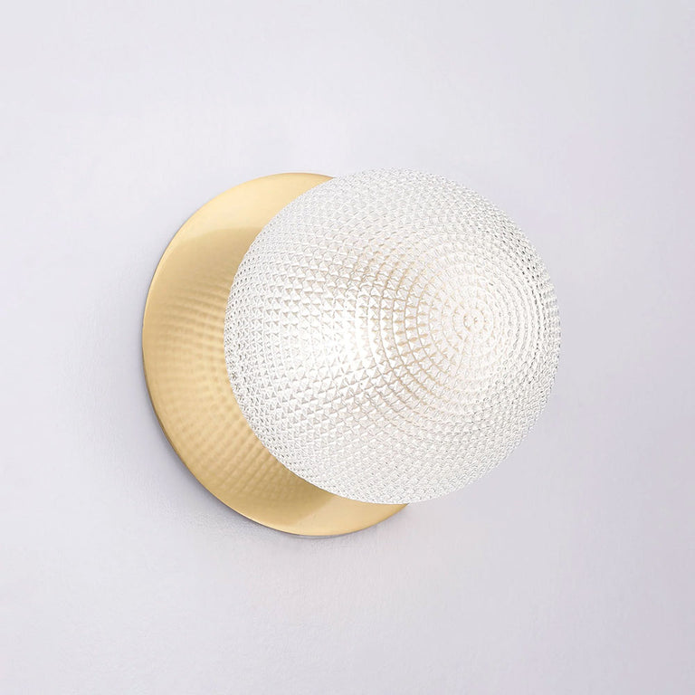 Odessa Diamond Cut Glass LED Wall Light With Brass Base Large / Cool White - LM002WL076