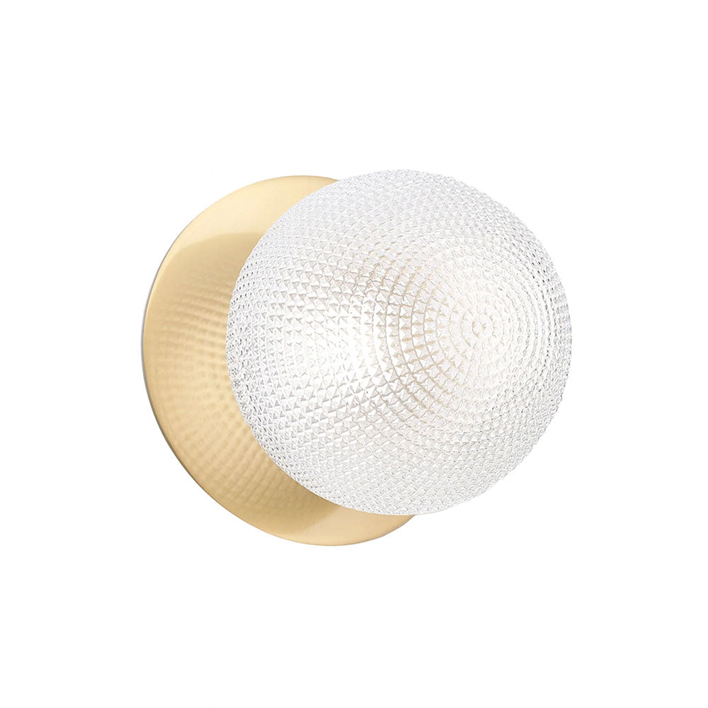 Odessa Diamond Cut Glass LED Wall Light With Brass Base Large / Cool White - LM002WL076