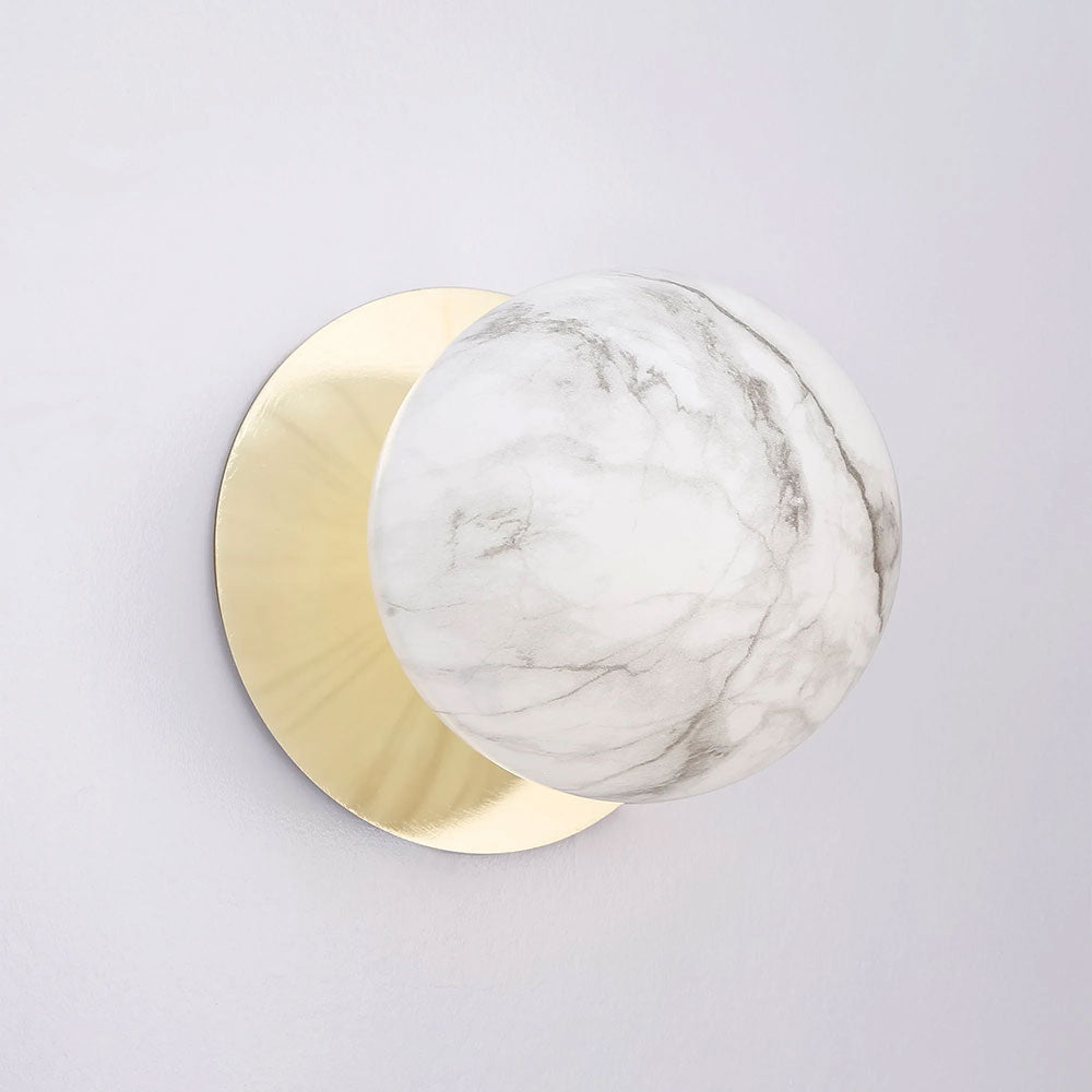 Odessa Marble Opal Glass LED Wall Light With Gold Base Large / Cool White - LM002WL078