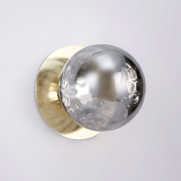 Odessa Molten Ripple Glass LED Wall Light With Gold Base Large / Warm White - LM002WL039
