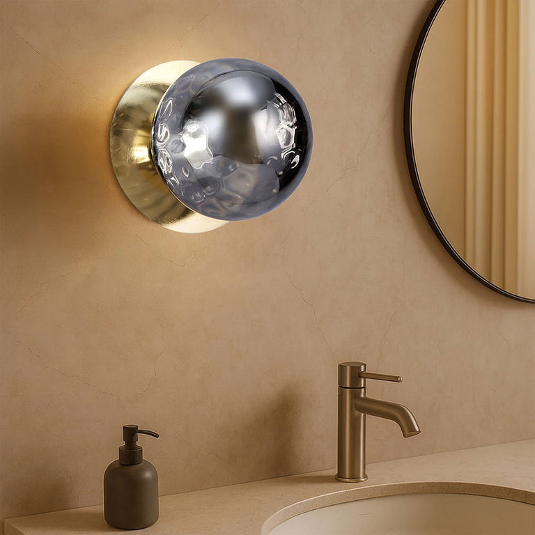 Odessa Molten Ripple Glass LED Wall Light With Gold Base Large / Warm White - LM002WL039