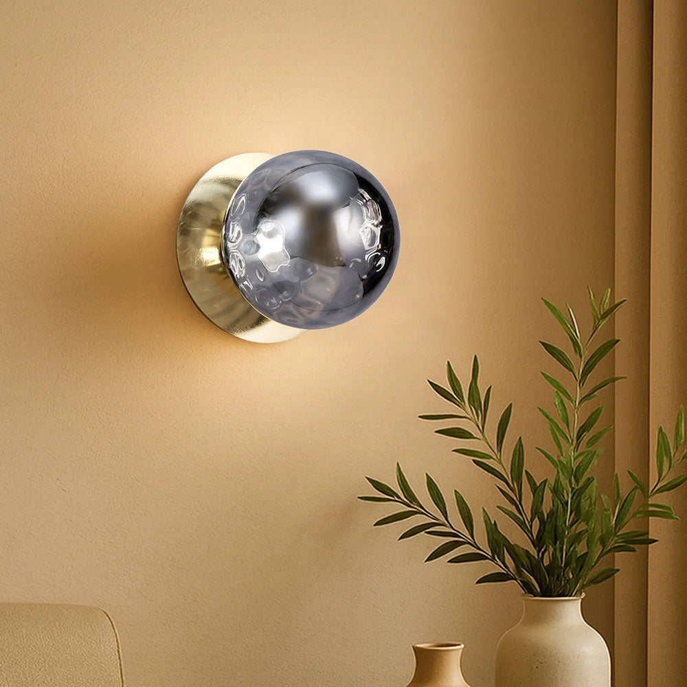Odessa Molten Ripple Glass LED Wall Light With Gold Base Large / Warm White - LM002WL039