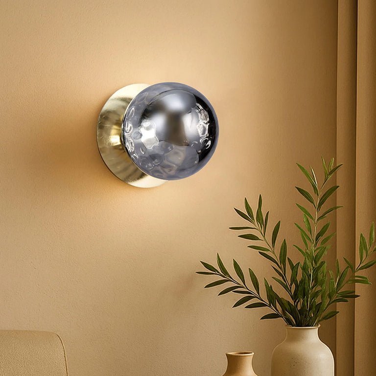 Odessa Molten Ripple Glass LED Wall Light With Gold Base Large / Warm White - LM002WL039