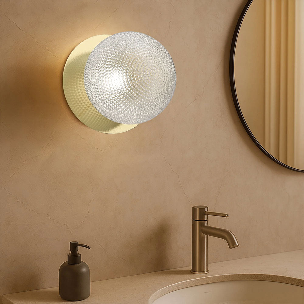 Odessa Diamond Cut Glass LED Wall Light With Gold Base Large / Cool White - LM002WL080