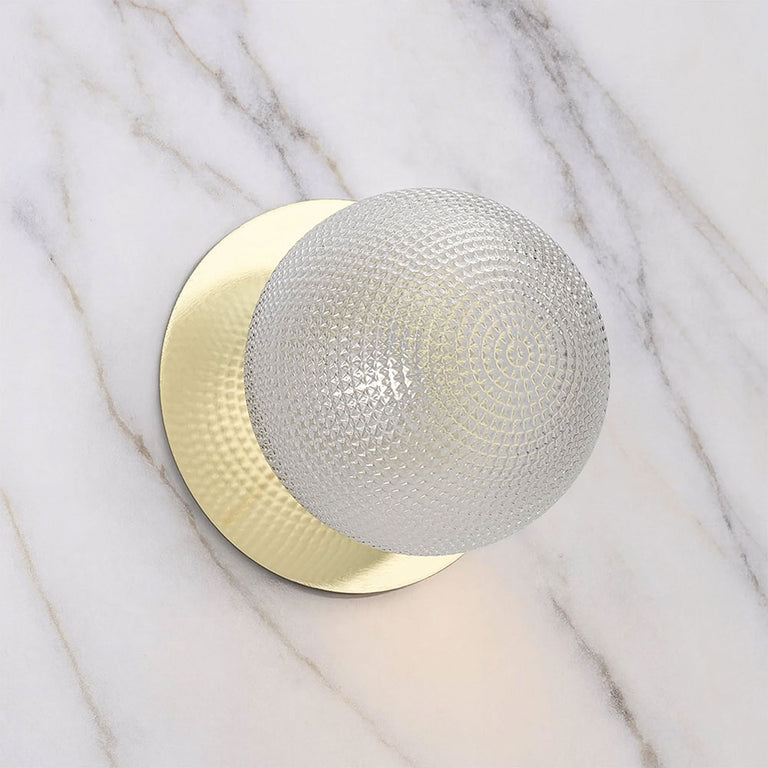 Odessa Diamond Cut Glass LED Wall Light With Gold Base Large / Cool White - LM002WL080