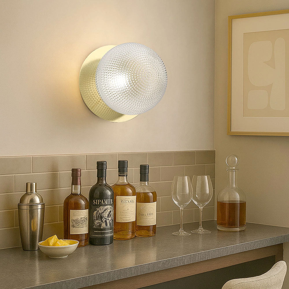 Odessa Diamond Cut Glass LED Wall Light With Gold Base Large / Cool White - LM002WL080