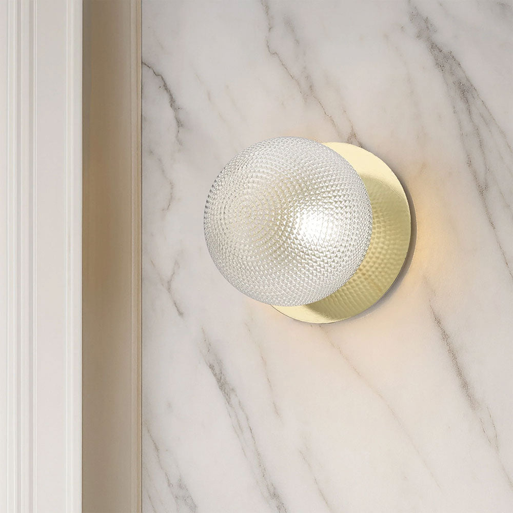 Odessa Diamond Cut Glass LED Wall Light With Gold Base Large / Cool White - LM002WL080