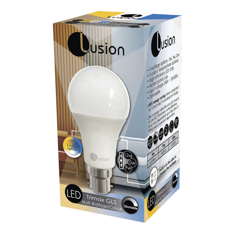 Trimax 5W/9W/12W BC Dimmable LED Globe / Tri-Colour - LM12WBCDTMM