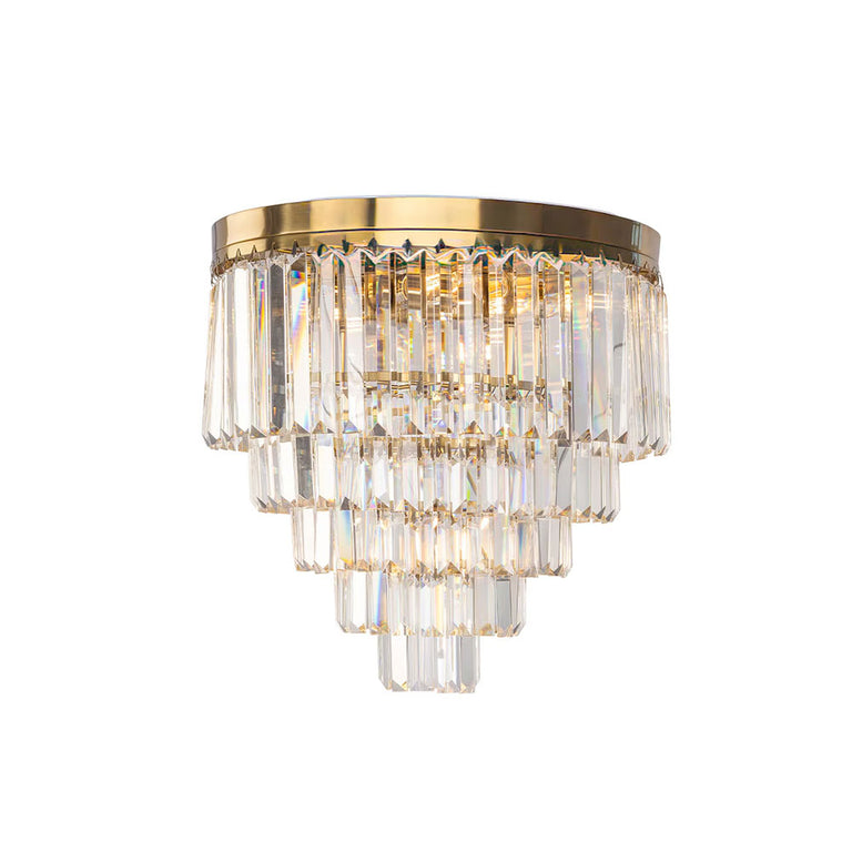 Celestial 6 Light Crystal Flush Mount Satin Brass - LOI1001596