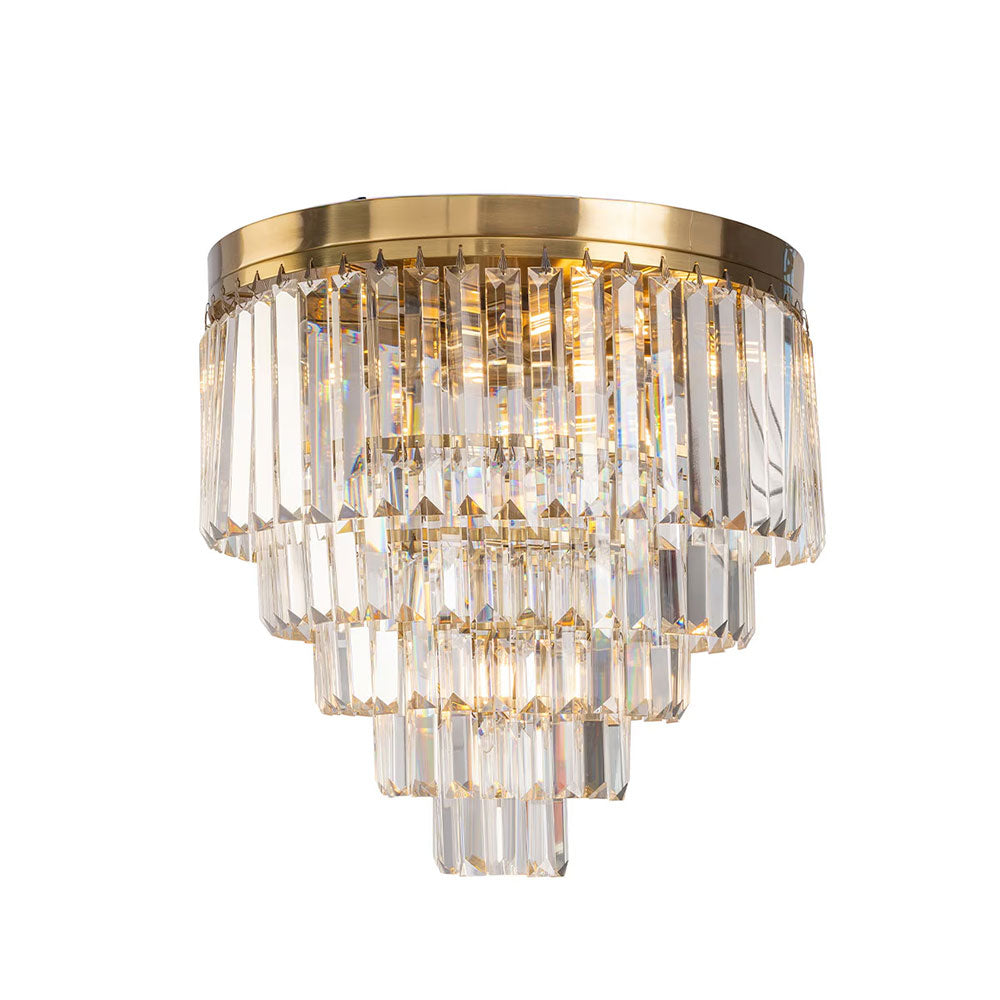 Celestial 6 Light Crystal Flush Mount Satin Brass - LOI1001596