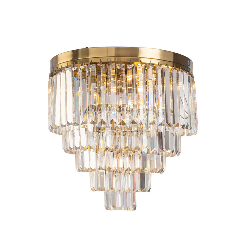 Celestial 6 Light Crystal Flush Mount Satin Brass - LOI1001596