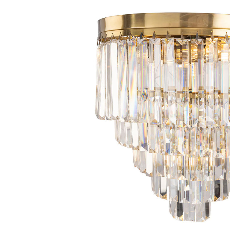 Celestial 6 Light Crystal Flush Mount Satin Brass - LOI1001596