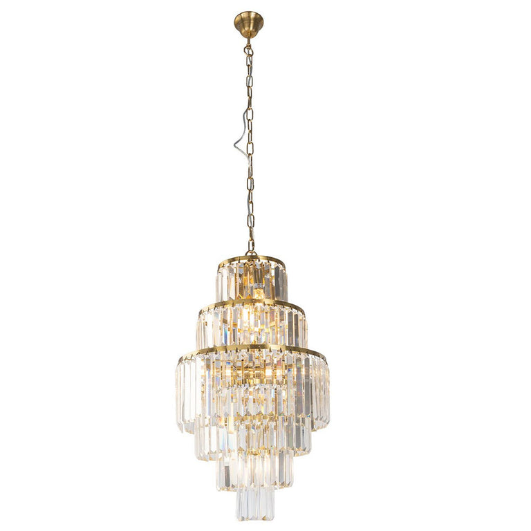 Celestial 6 Tier 9 Light Crystal Pendant Satin Brass - LOI1001600