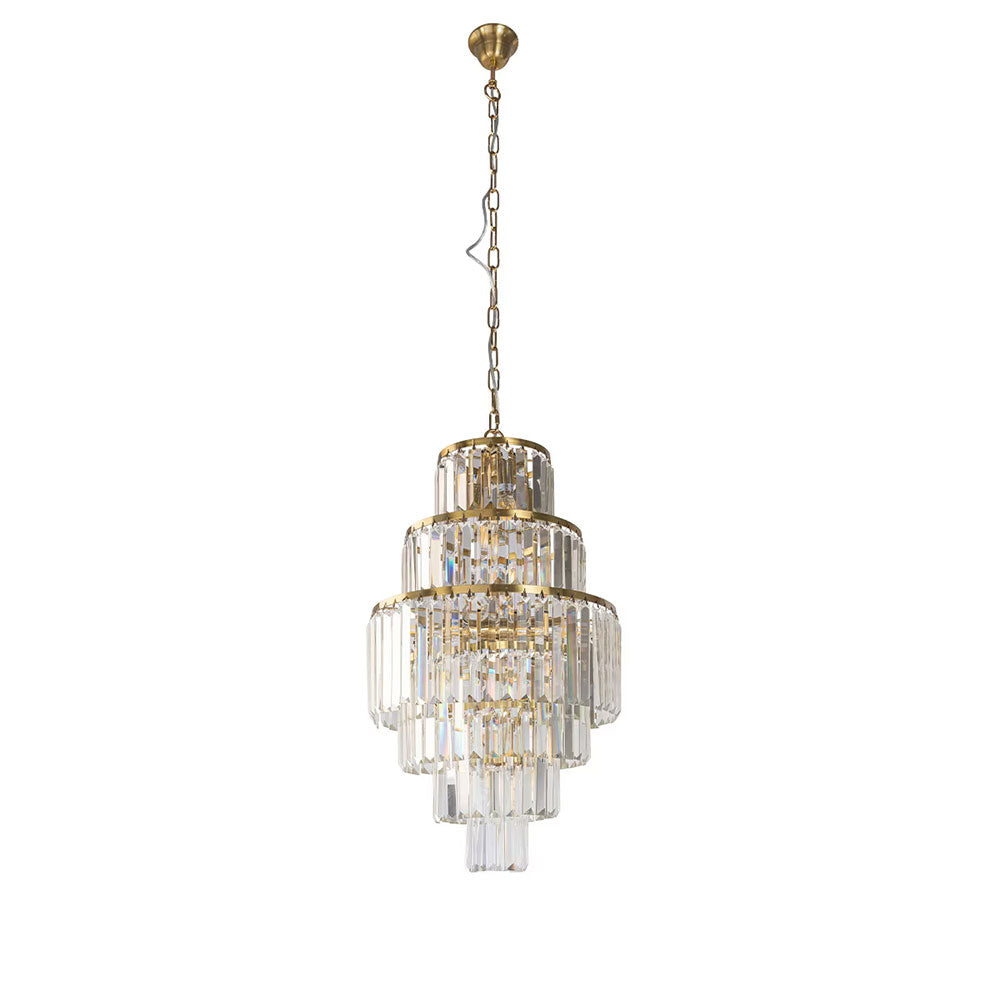 Celestial 6 Tier 9 Light Crystal Pendant Satin Brass - LOI1001600