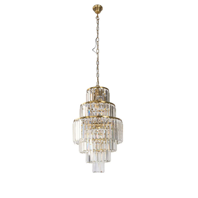 Celestial 6 Tier 9 Light Crystal Pendant Satin Brass - LOI1001600