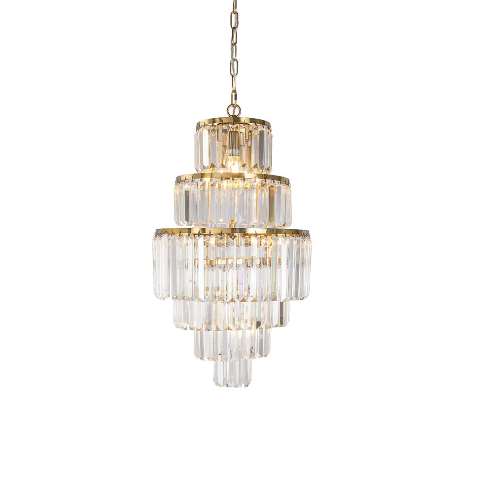 Celestial 6 Tier 9 Light Crystal Pendant Satin Brass - LOI1001600