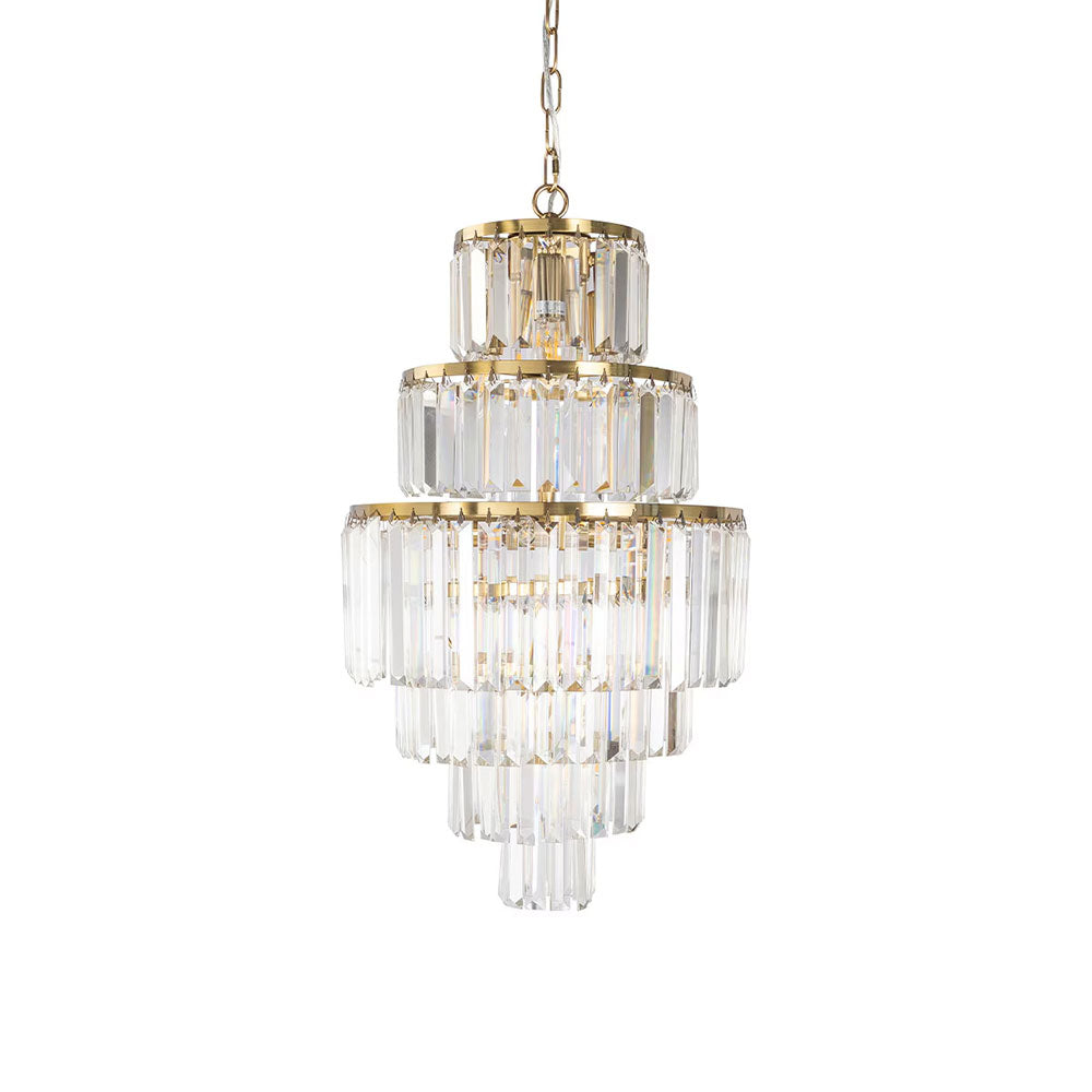 Celestial 6 Tier 9 Light Crystal Pendant Satin Brass - LOI1001600
