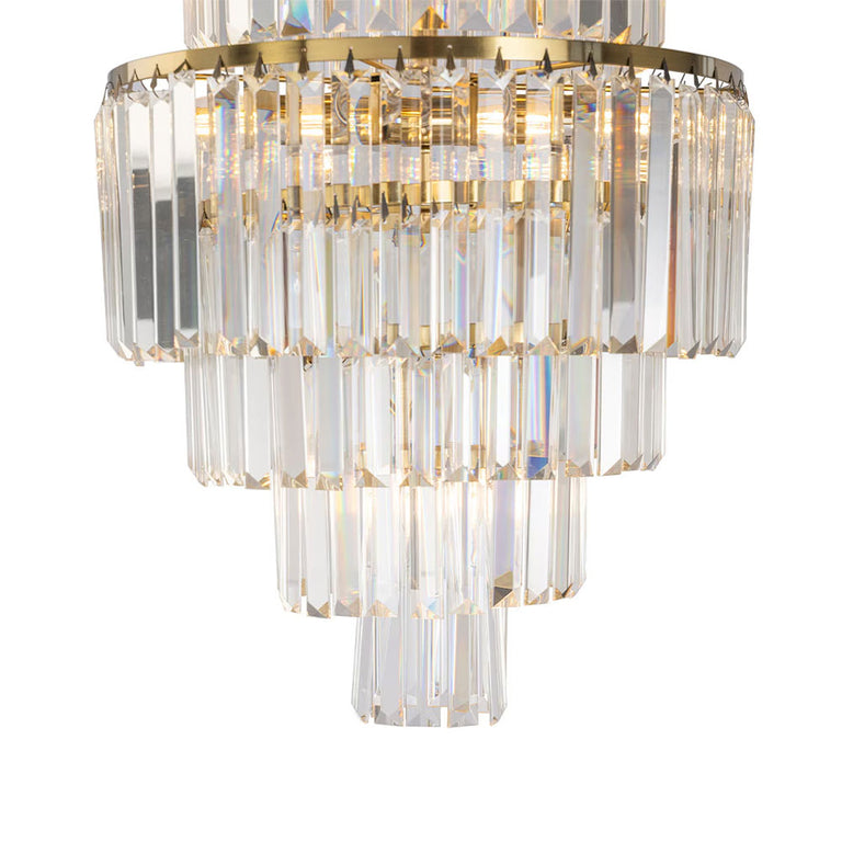 Celestial 6 Tier 9 Light Crystal Pendant Satin Brass - LOI1001600