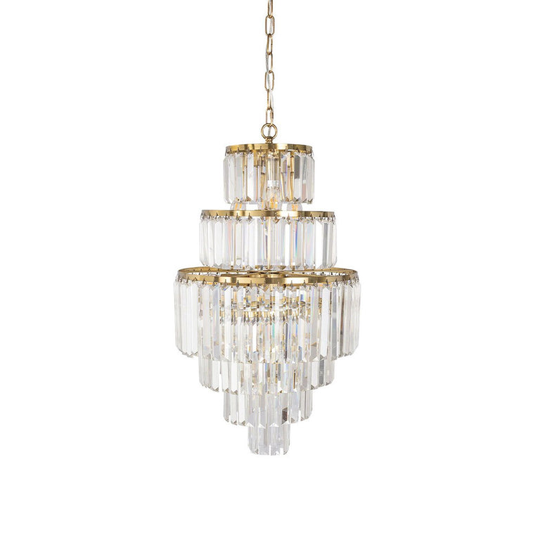 Celestial 6 Tier 9 Light Crystal Pendant Satin Brass - LOI1001600
