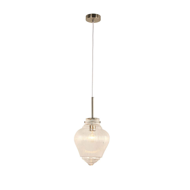Ridge Ribbed Glass Pendant Brushed Nickel - LOI1001609