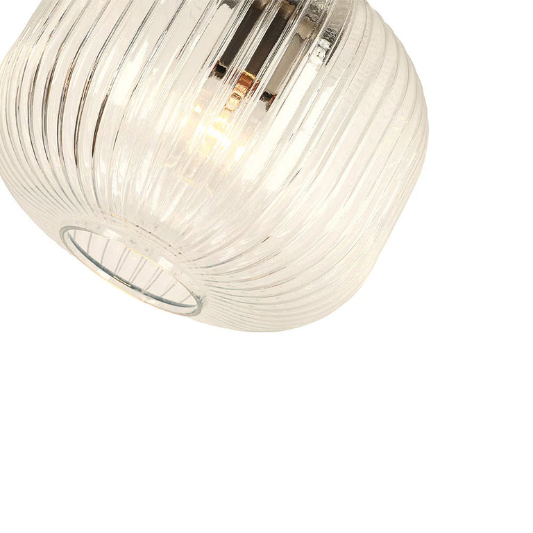 Main Ribbed Glass Pendant Brushed Nickel - LOI1001611