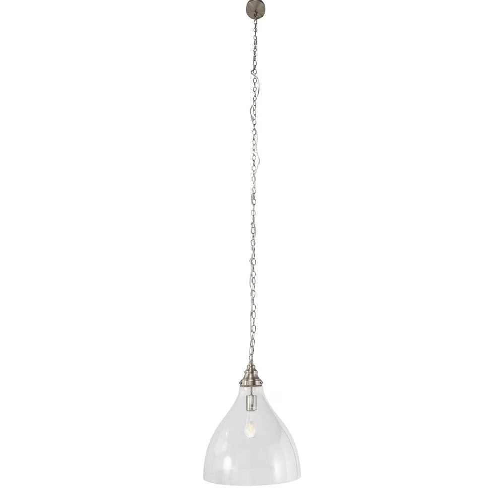 Keys Chain Pendant Large Brushed NIckel / Clear - LOI1001657