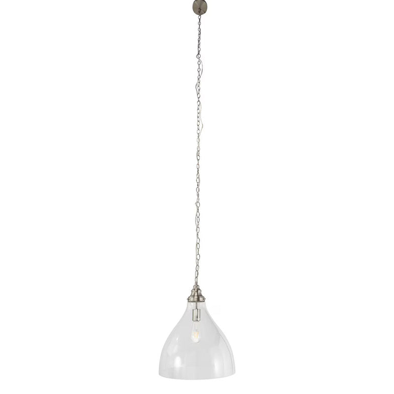 Keys Chain Pendant Large Brushed NIckel / Clear - LOI1001657