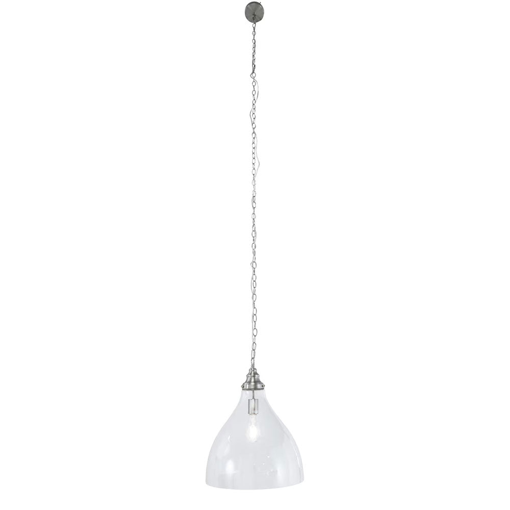 Keys Chain Pendant Large Brushed NIckel / Clear - LOI1001657