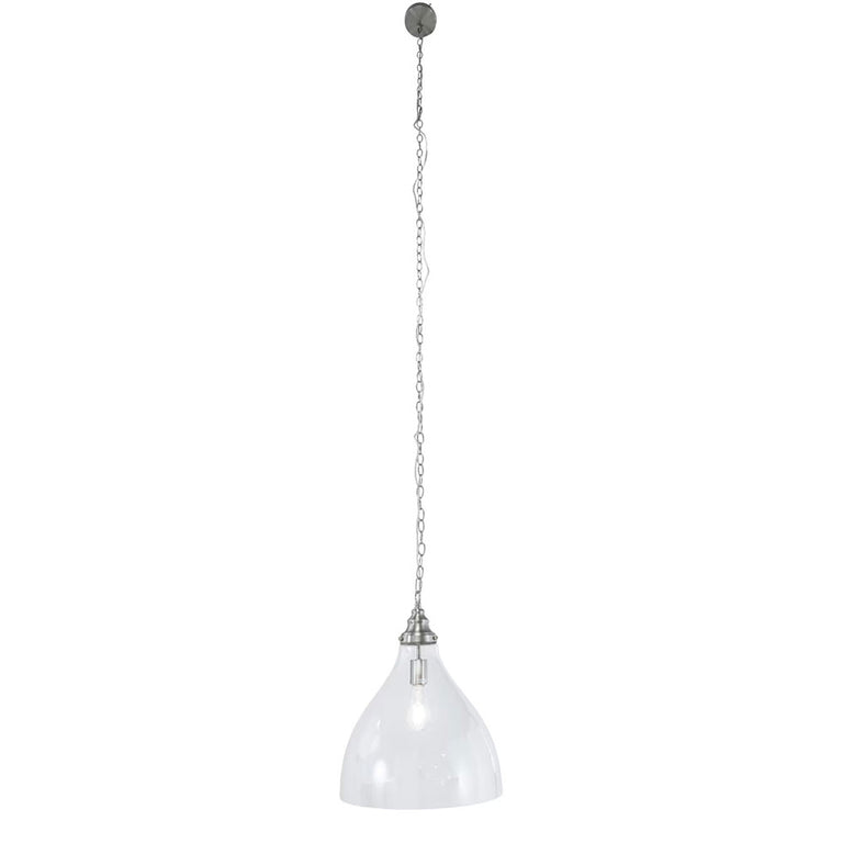 Keys Chain Pendant Large Brushed NIckel / Clear - LOI1001657