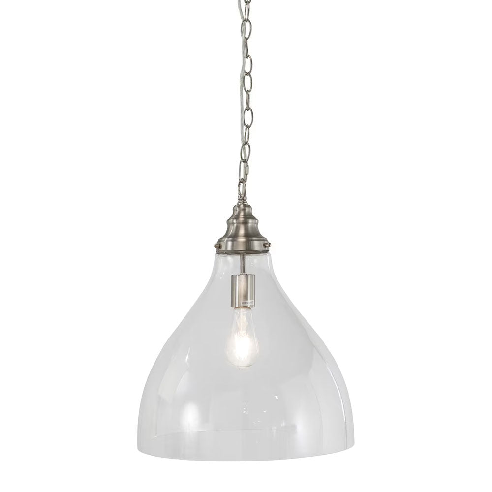 Keys Chain Pendant Large Brushed NIckel / Clear - LOI1001657