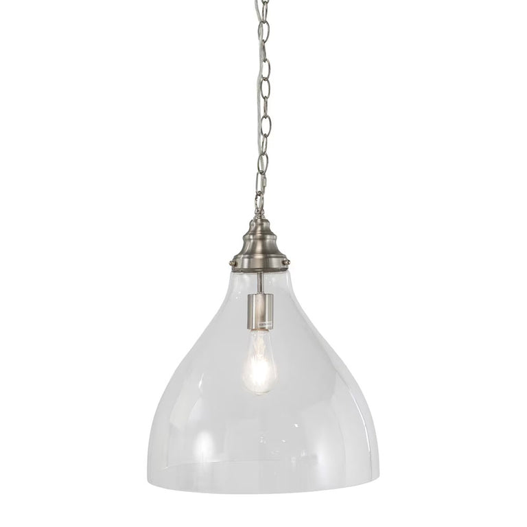 Keys Chain Pendant Large Brushed NIckel / Clear - LOI1001657