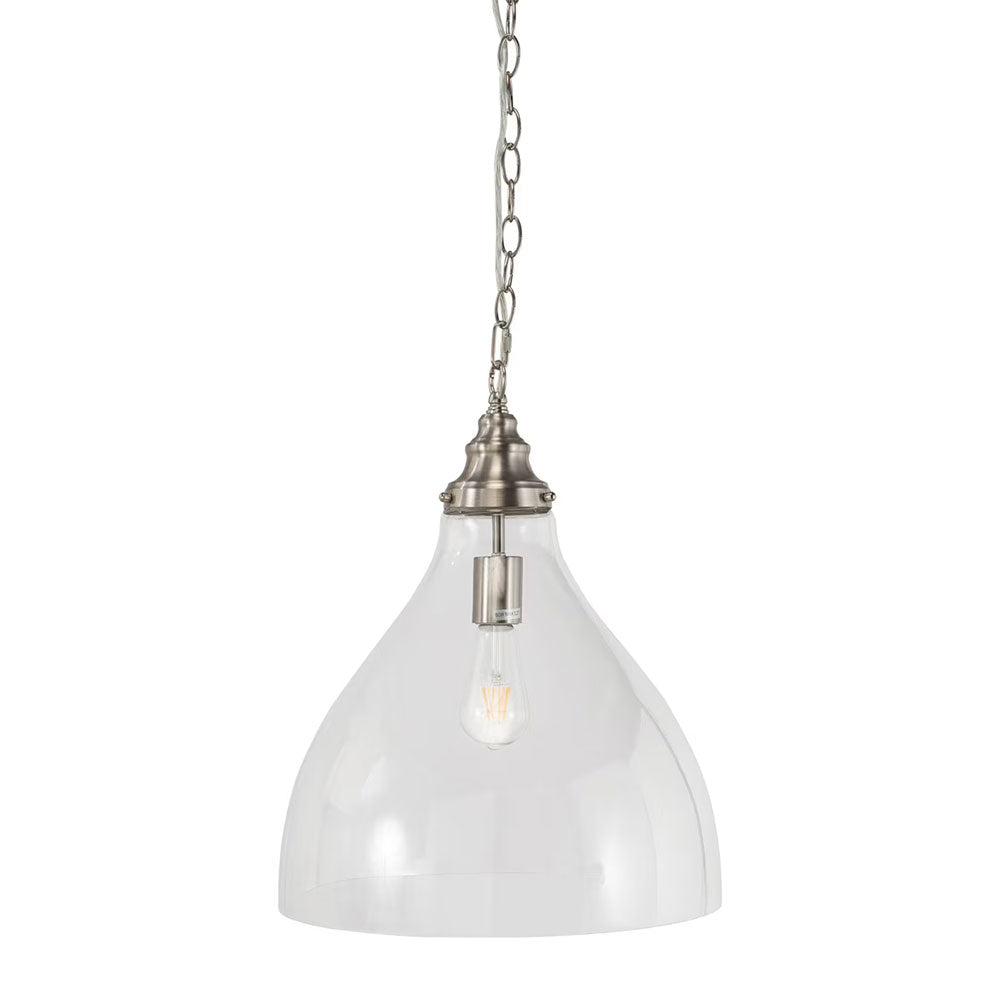 Keys Chain Pendant Large Brushed NIckel / Clear - LOI1001657