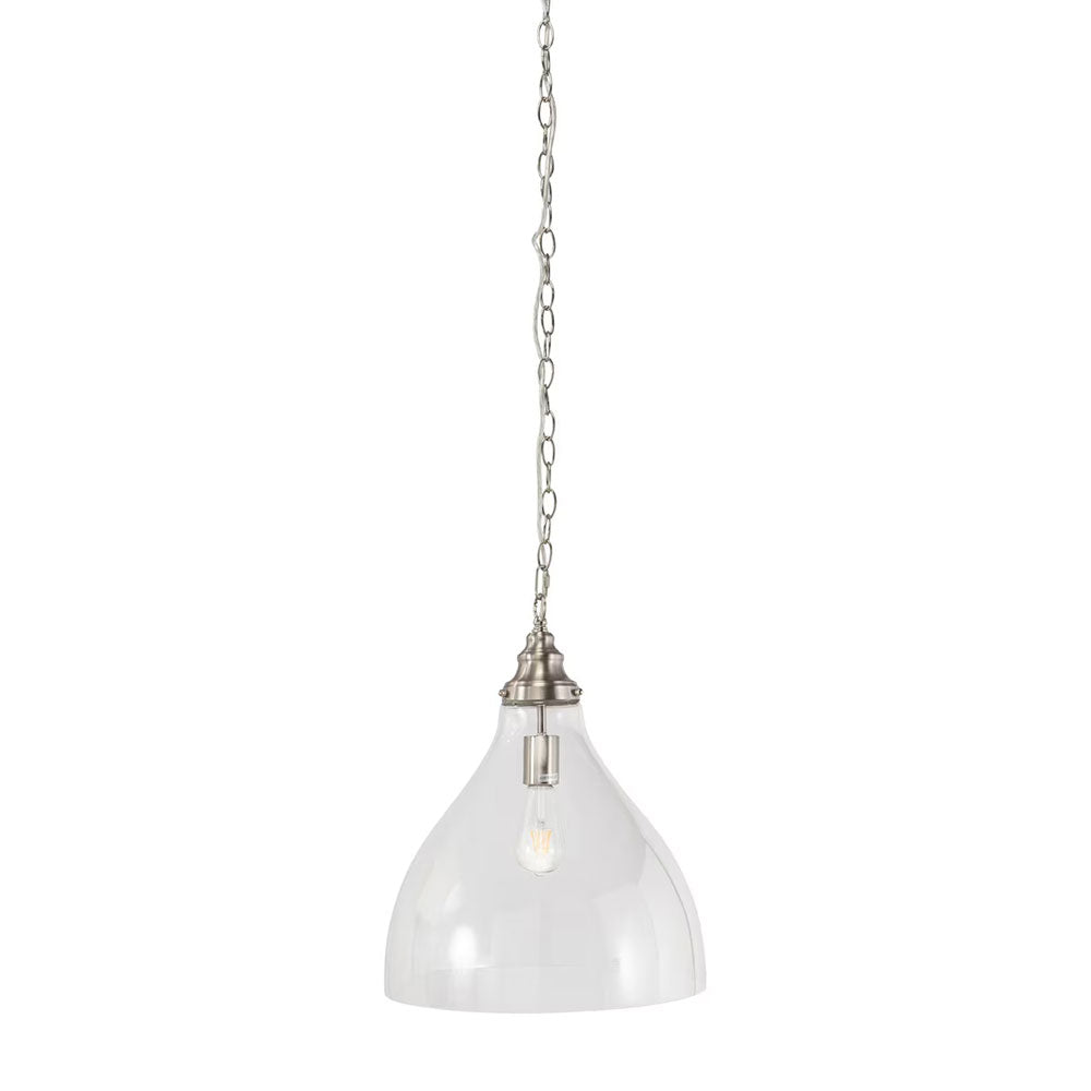 Keys Chain Pendant Large Brushed NIckel / Clear - LOI1001657
