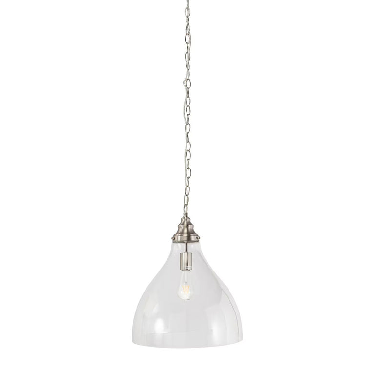 Keys Chain Pendant Large Brushed NIckel / Clear - LOI1001657