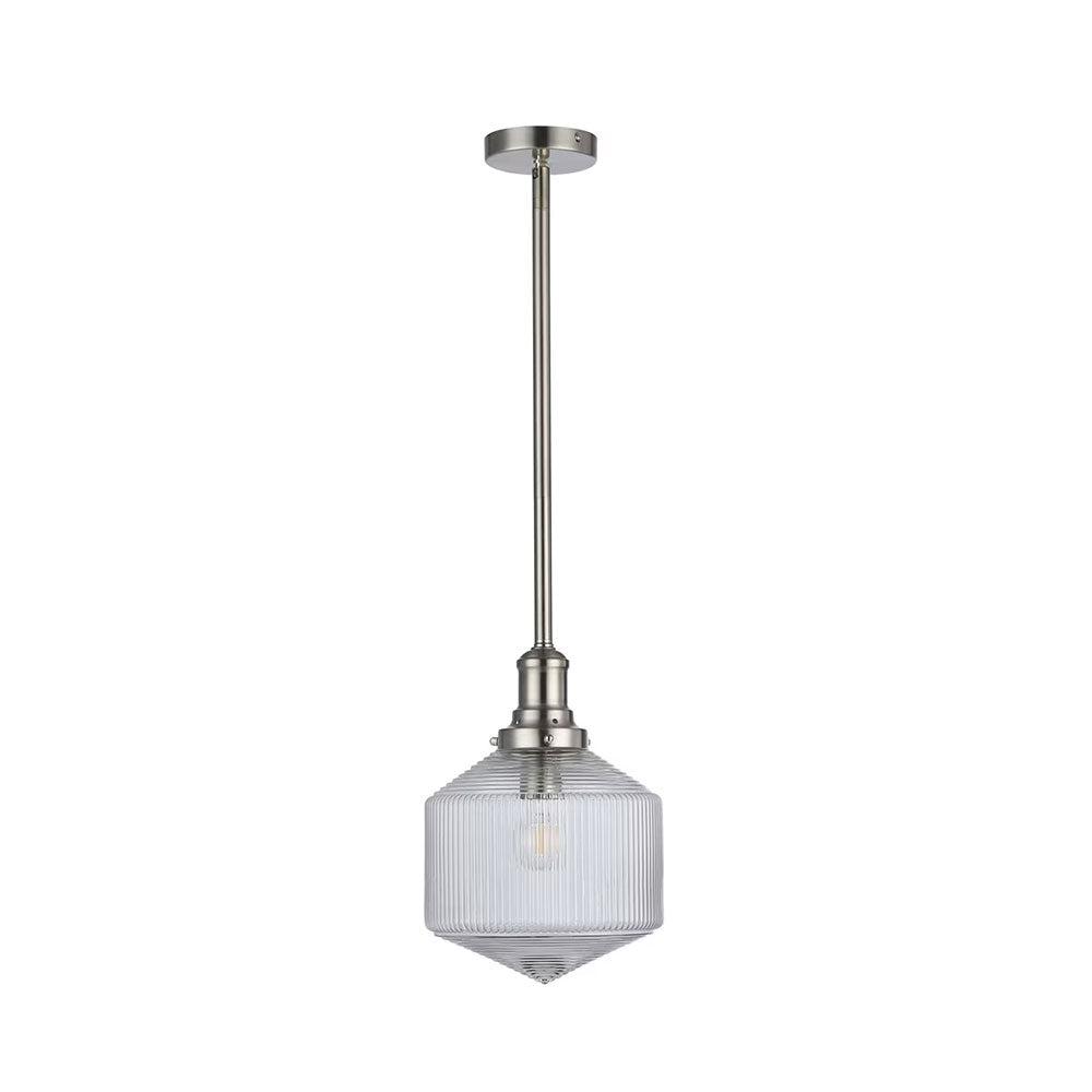 Jefferson Small Rod Pendant Clear / Brushed Nickel - LOI1001697A