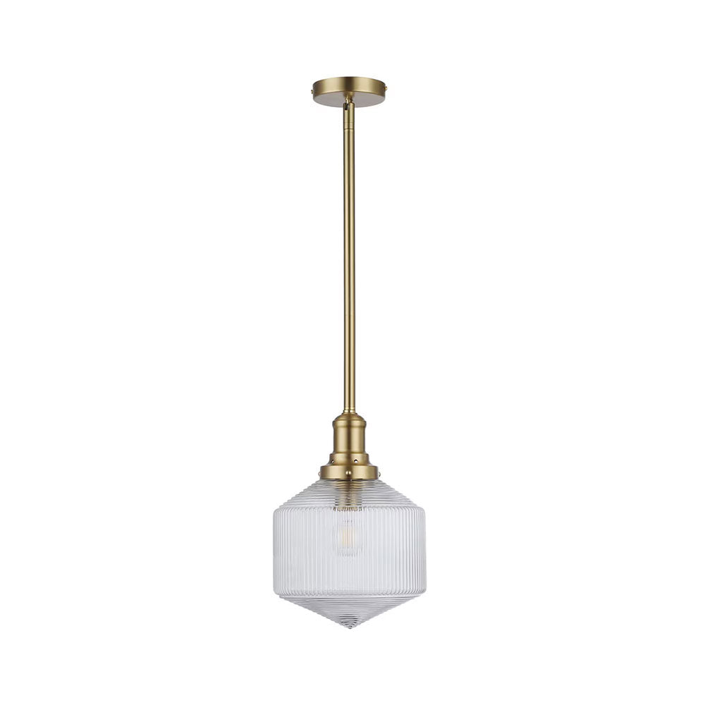 Jefferson Small Rod Pendant Clear / Satin Brass - LOI1001698A