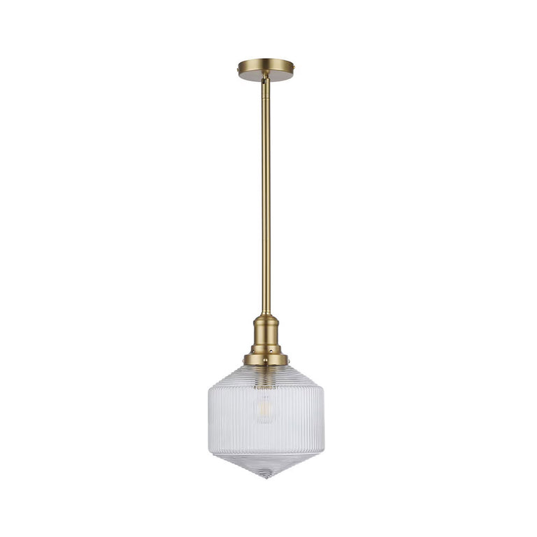 Jefferson Small Rod Pendant Clear / Satin Brass - LOI1001698A