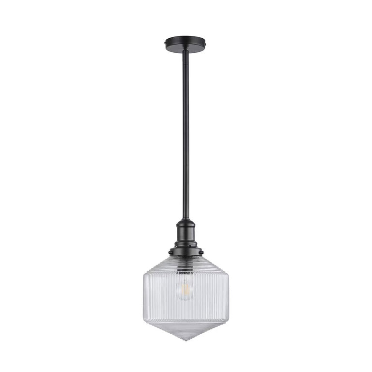 Jefferson Small Rod Pendant Clear / Matt Black - LOI1001699A