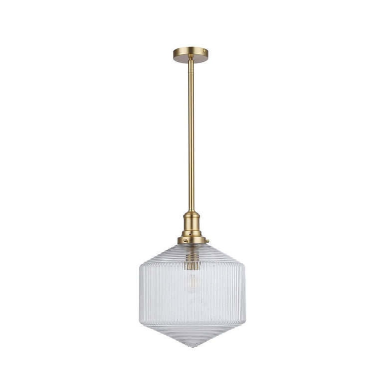 Jefferson Large Rod Pendant Clear / Satin Brass - LOI1001727A