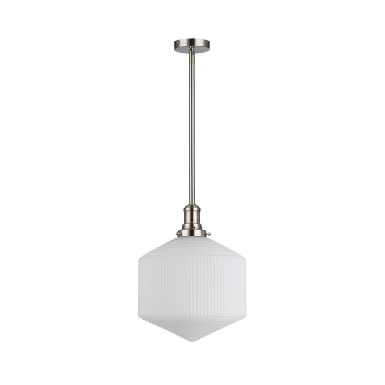 Jefferson Large Rod Pendant Opal Matt / Brushed Nickel - LOI1001731A