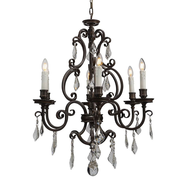 Louis 15th 6 Light Pendant White Candle Covers - LOI1001735A