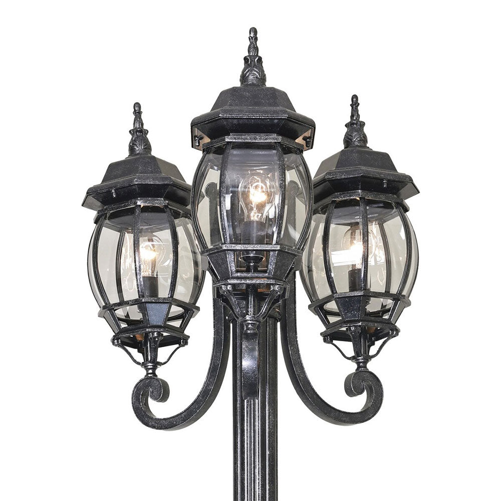 Flinders 3 Head Outdoor Garden Post Light Antique Black - LOI1001819A